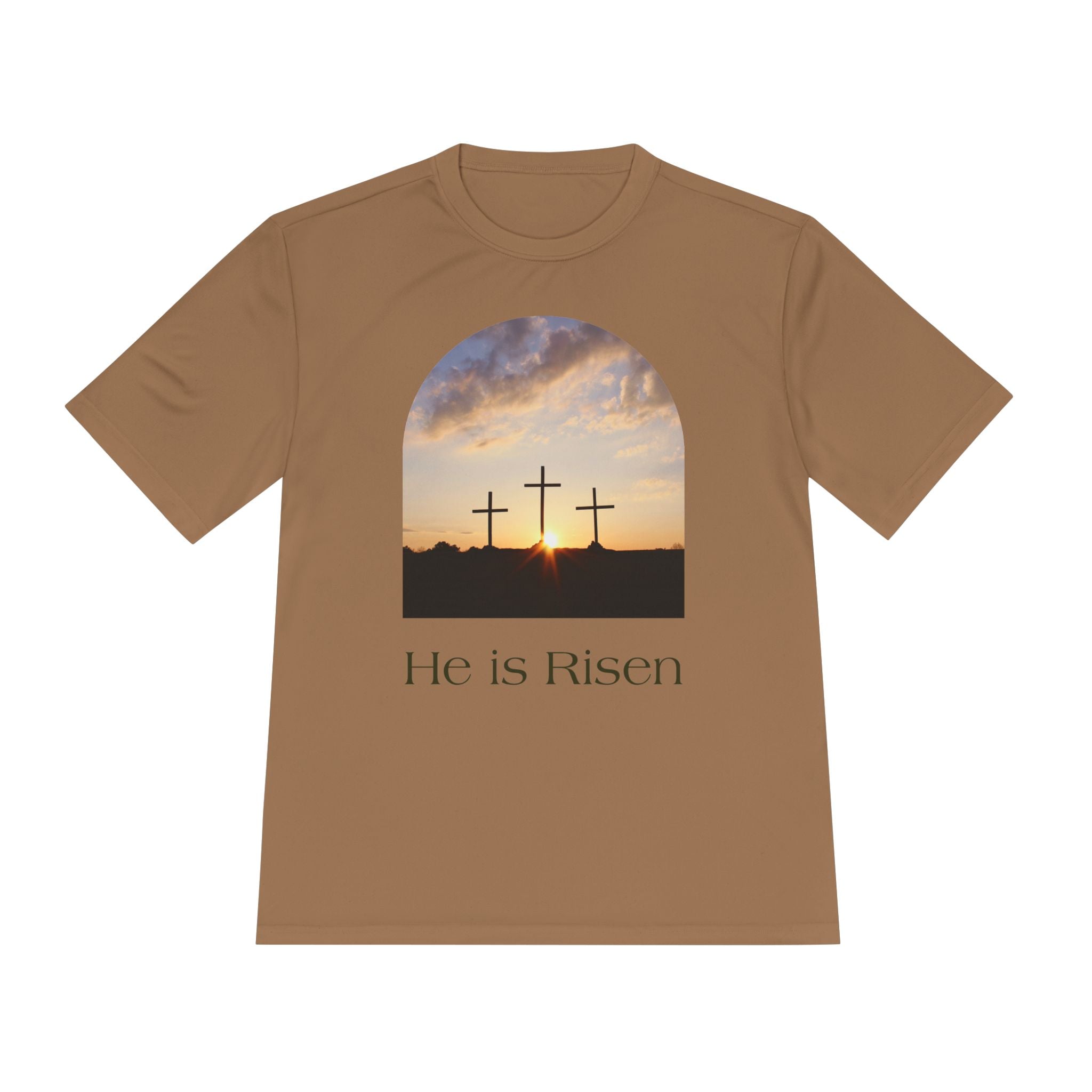 He Is Risen Tee — Christian Easter Cross Graphic T-Shirt