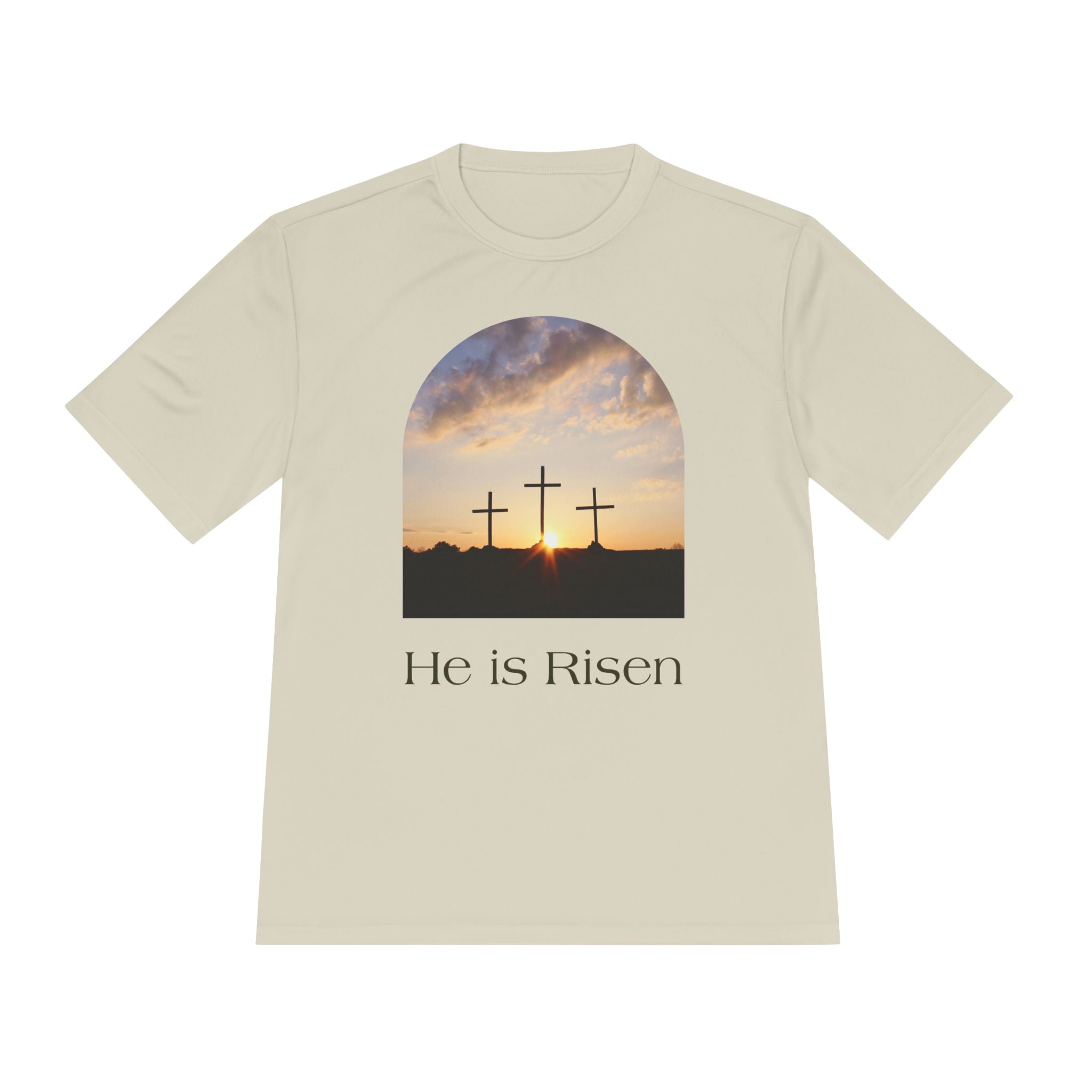 He Is Risen Tee — Christian Easter Cross Graphic T-Shirt