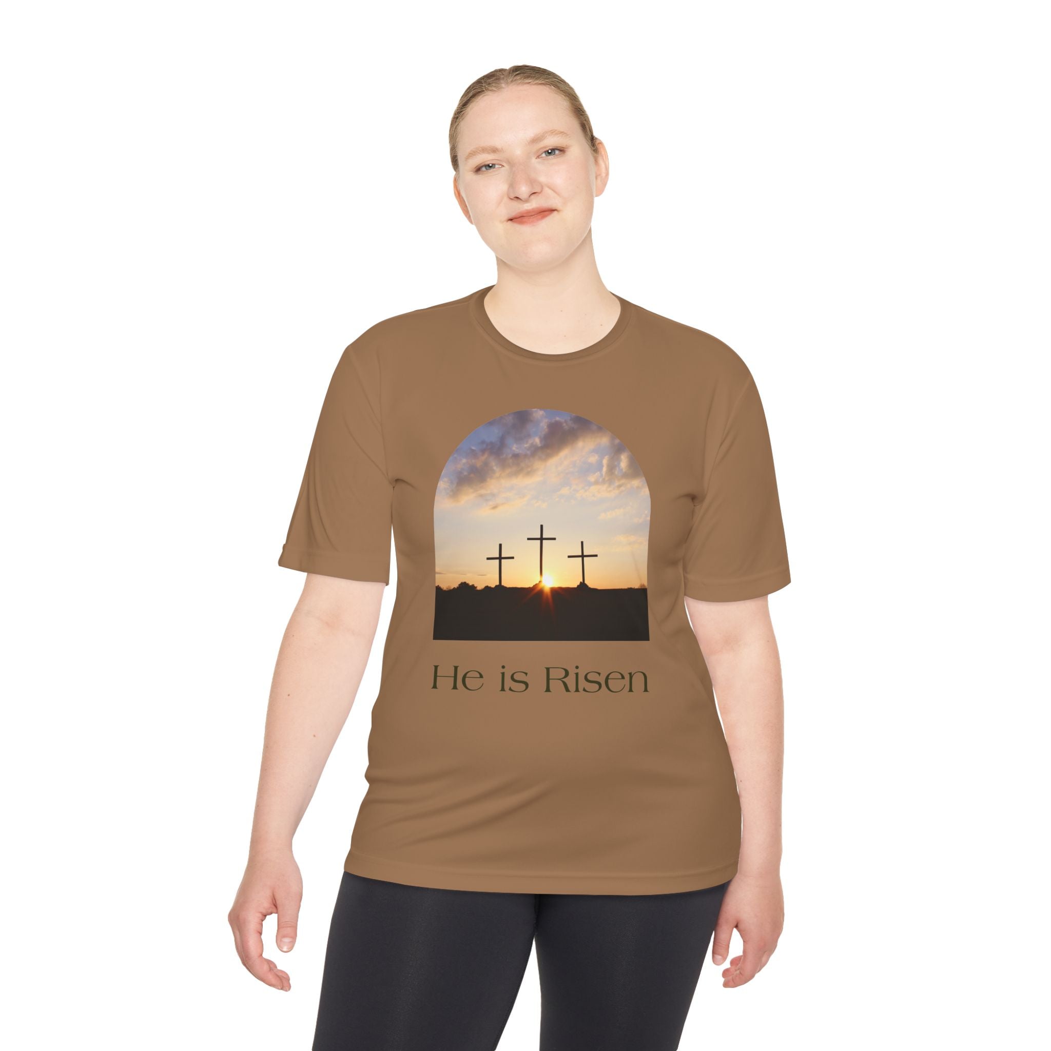 He Is Risen Tee — Christian Easter Cross Graphic T-Shirt