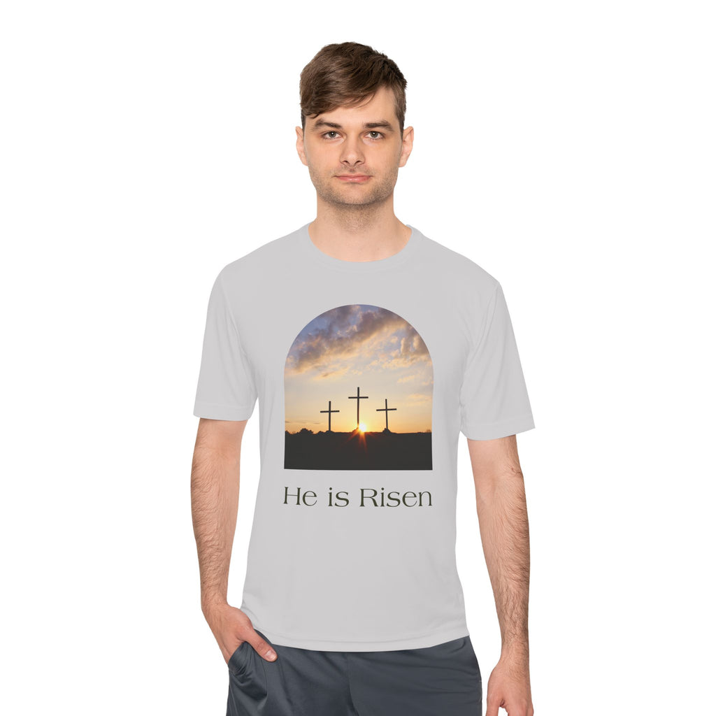 He Is Risen Tee — Christian Easter Cross Graphic T-Shirt
