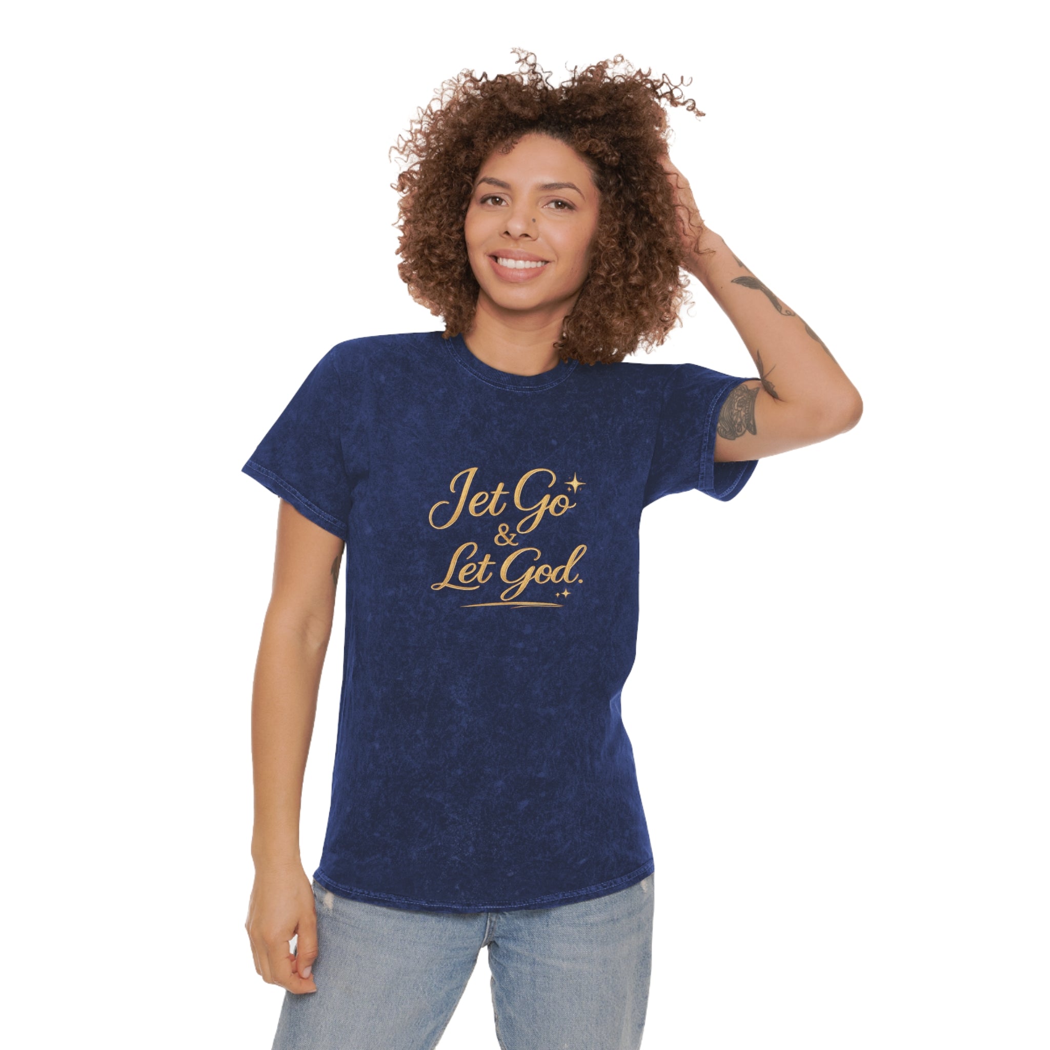 Unisex Let Go Let God Mineral Wash T-Shirt — Inspirational Faith Graphic Tee