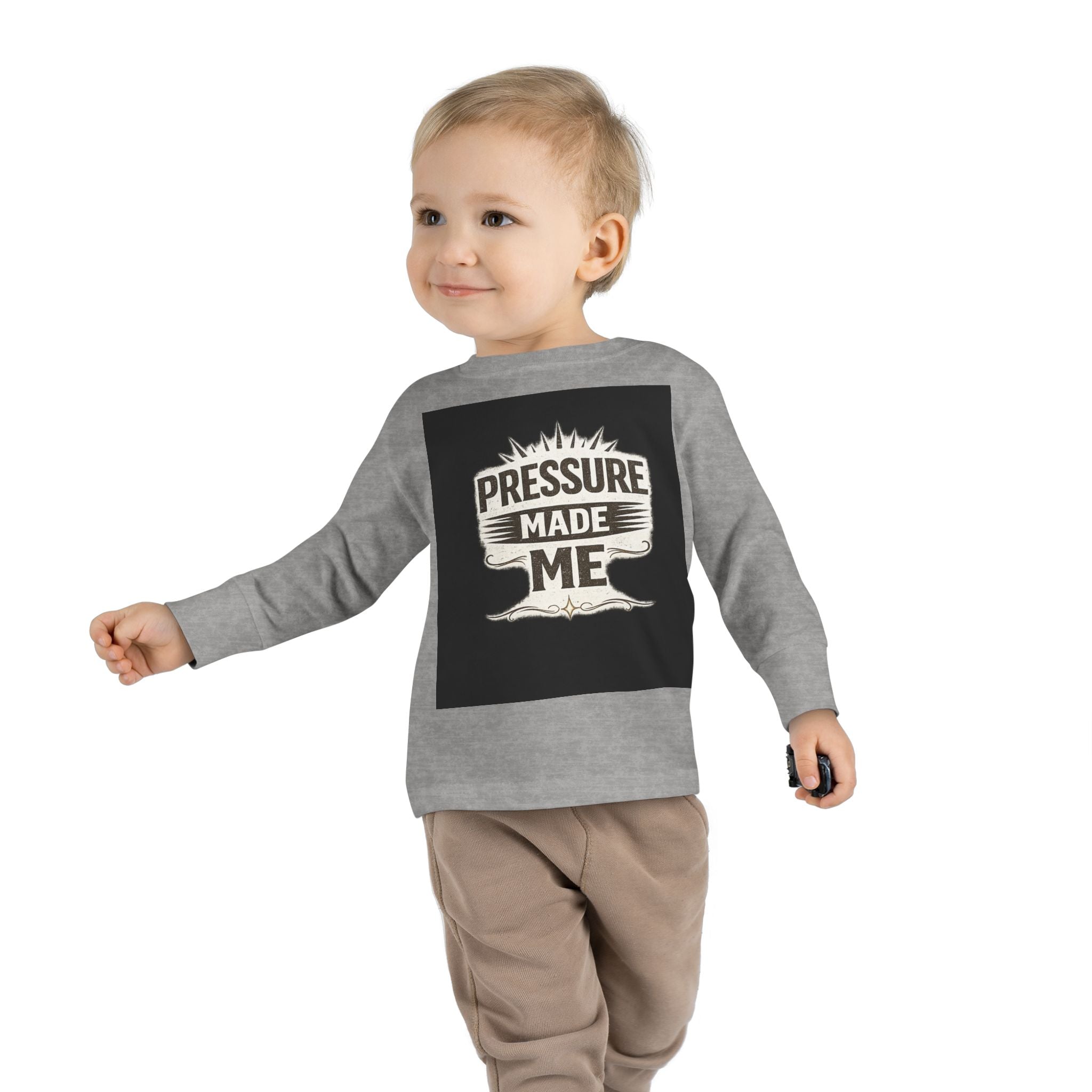 Toddler Long Sleeve Tee - "Pressure Made Me" Vintage Banner Kids Shirt
