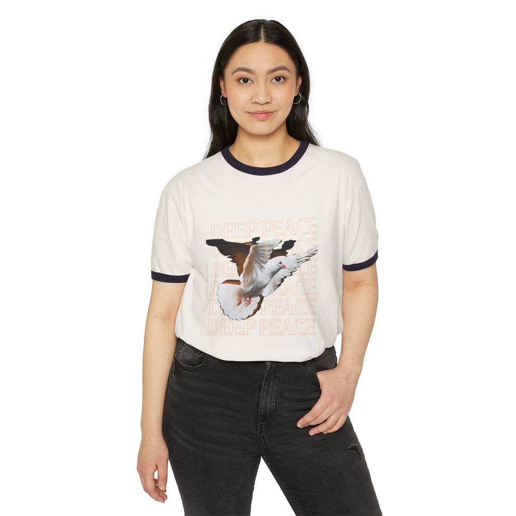 Unisex Dove Flight Ringer T-Shirt — Vintage Bird Graphic Tee
