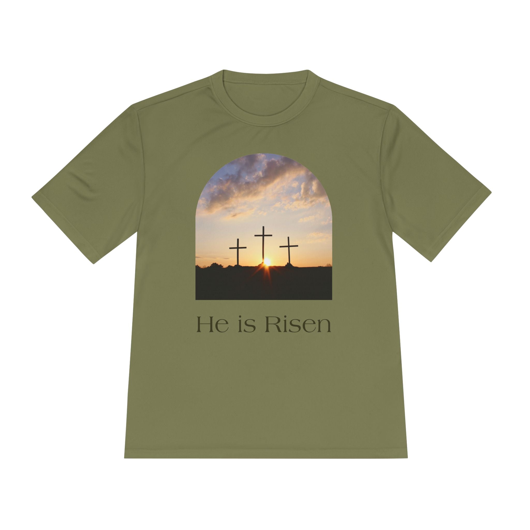 He Is Risen Tee — Christian Easter Cross Graphic T-Shirt