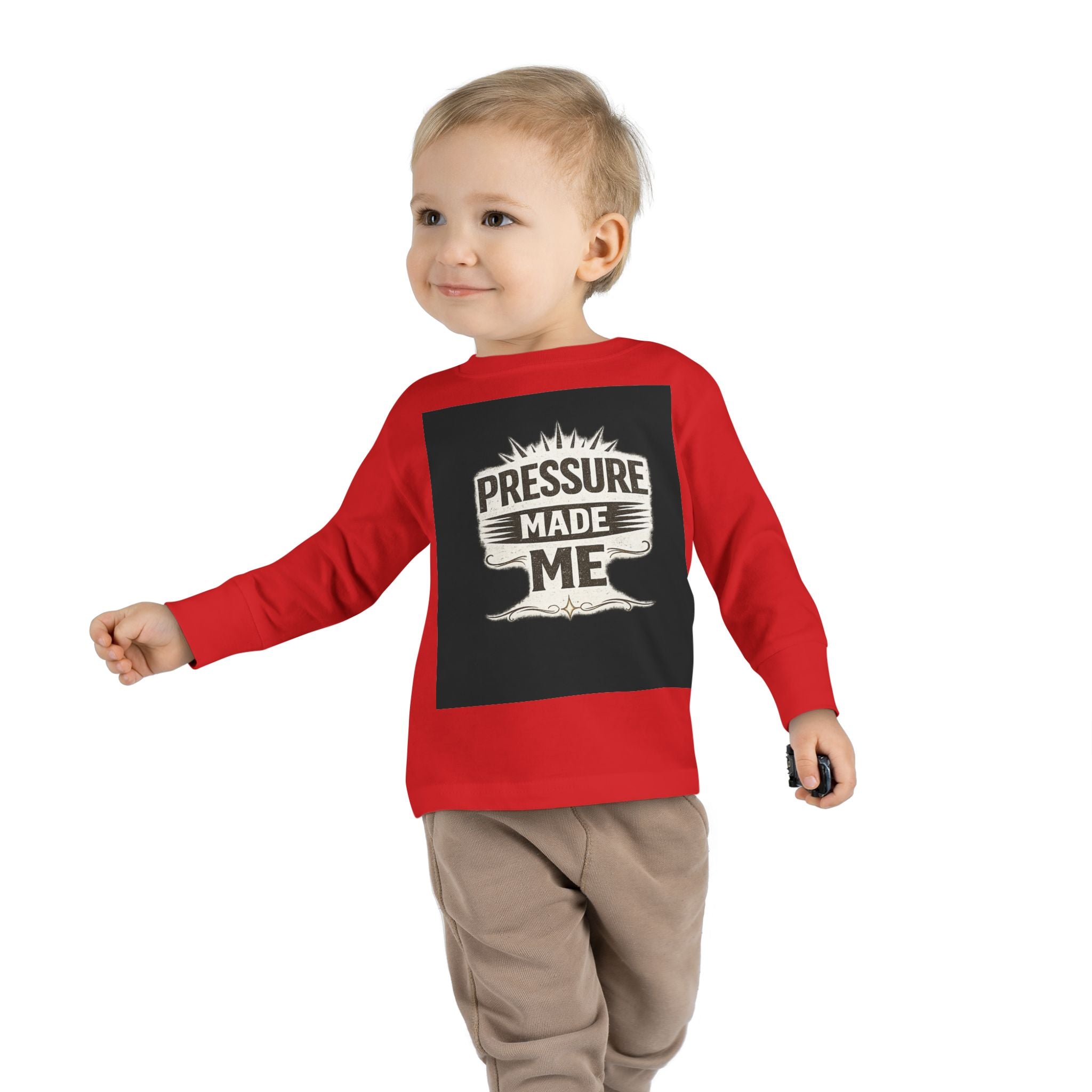 Toddler Long Sleeve Tee - "Pressure Made Me" Vintage Banner Kids Shirt