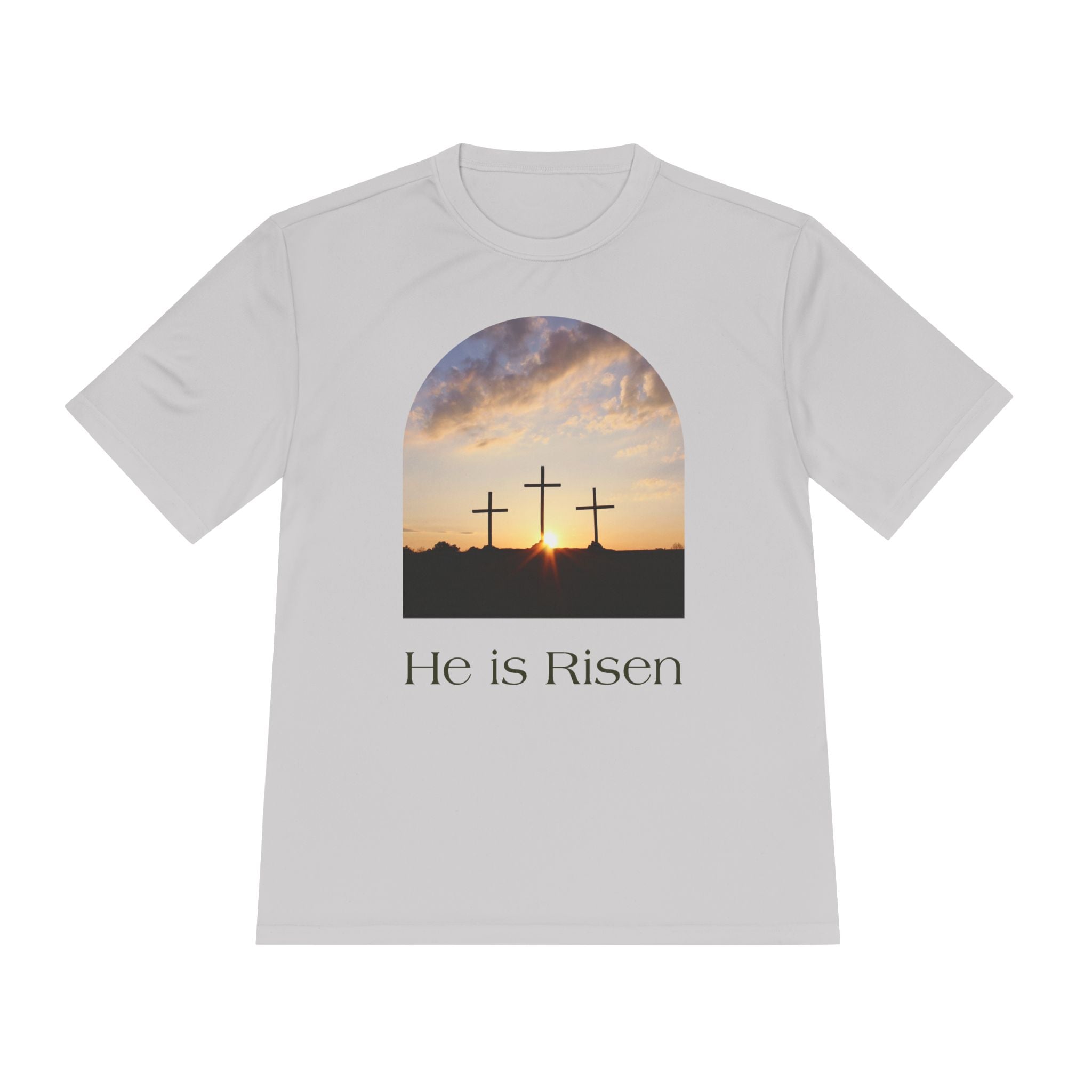 He Is Risen Tee — Christian Easter Cross Graphic T-Shirt