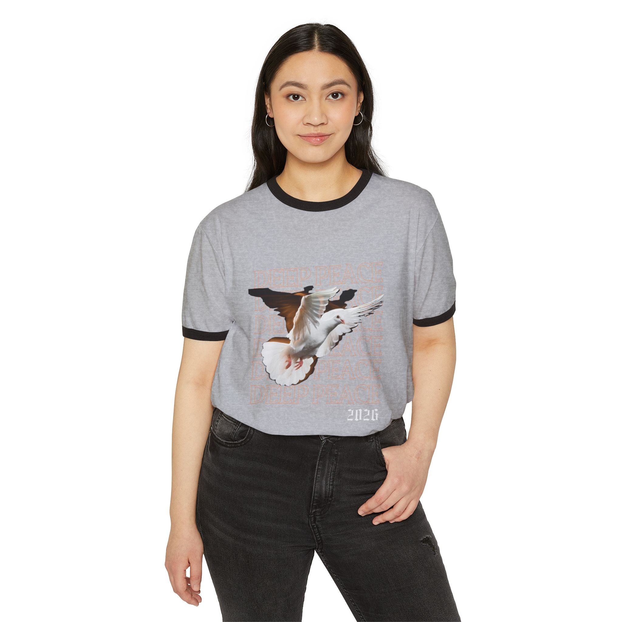 Unisex Dove Flight Ringer T-Shirt — Vintage Bird Graphic Tee