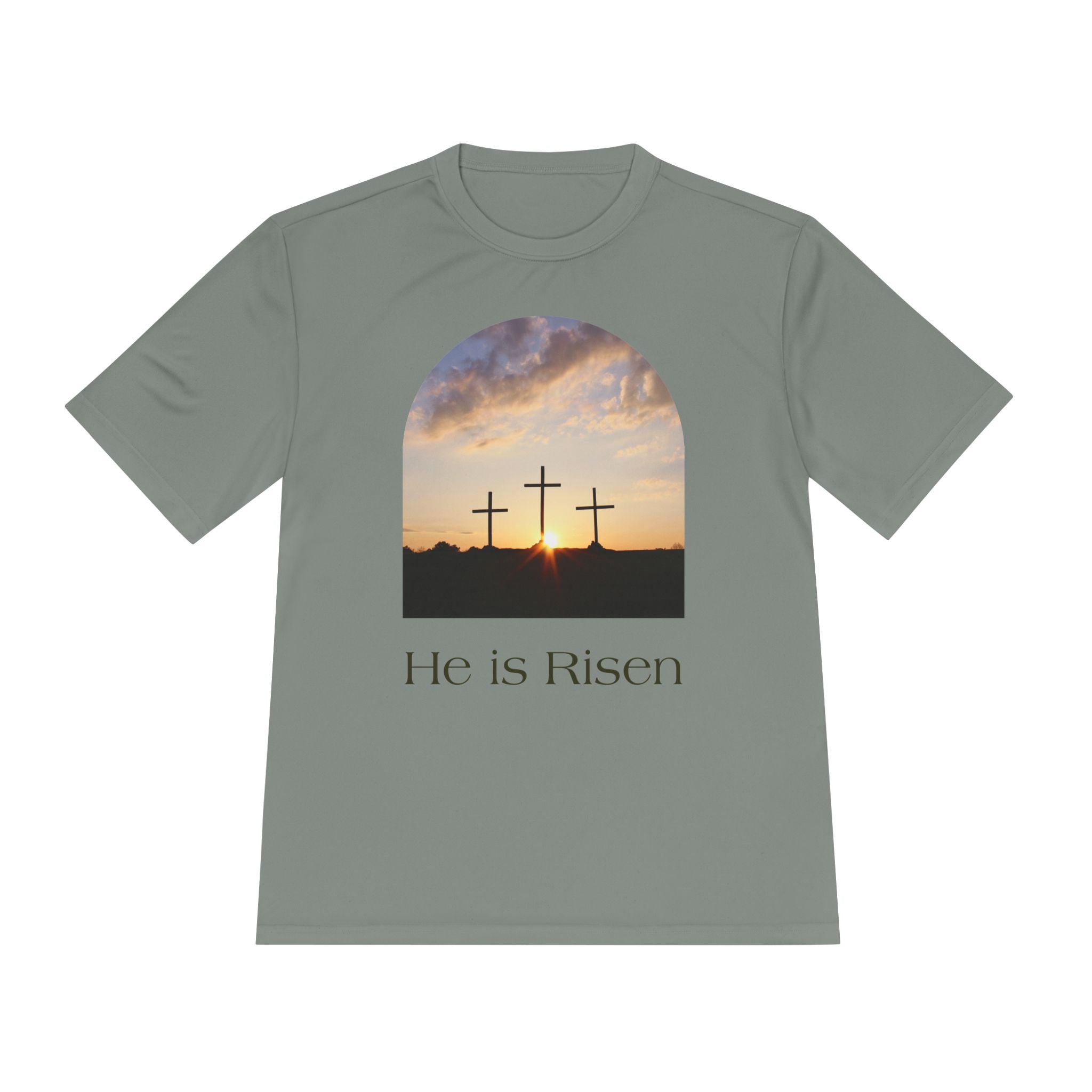 He Is Risen Tee — Christian Easter Cross Graphic T-Shirt
