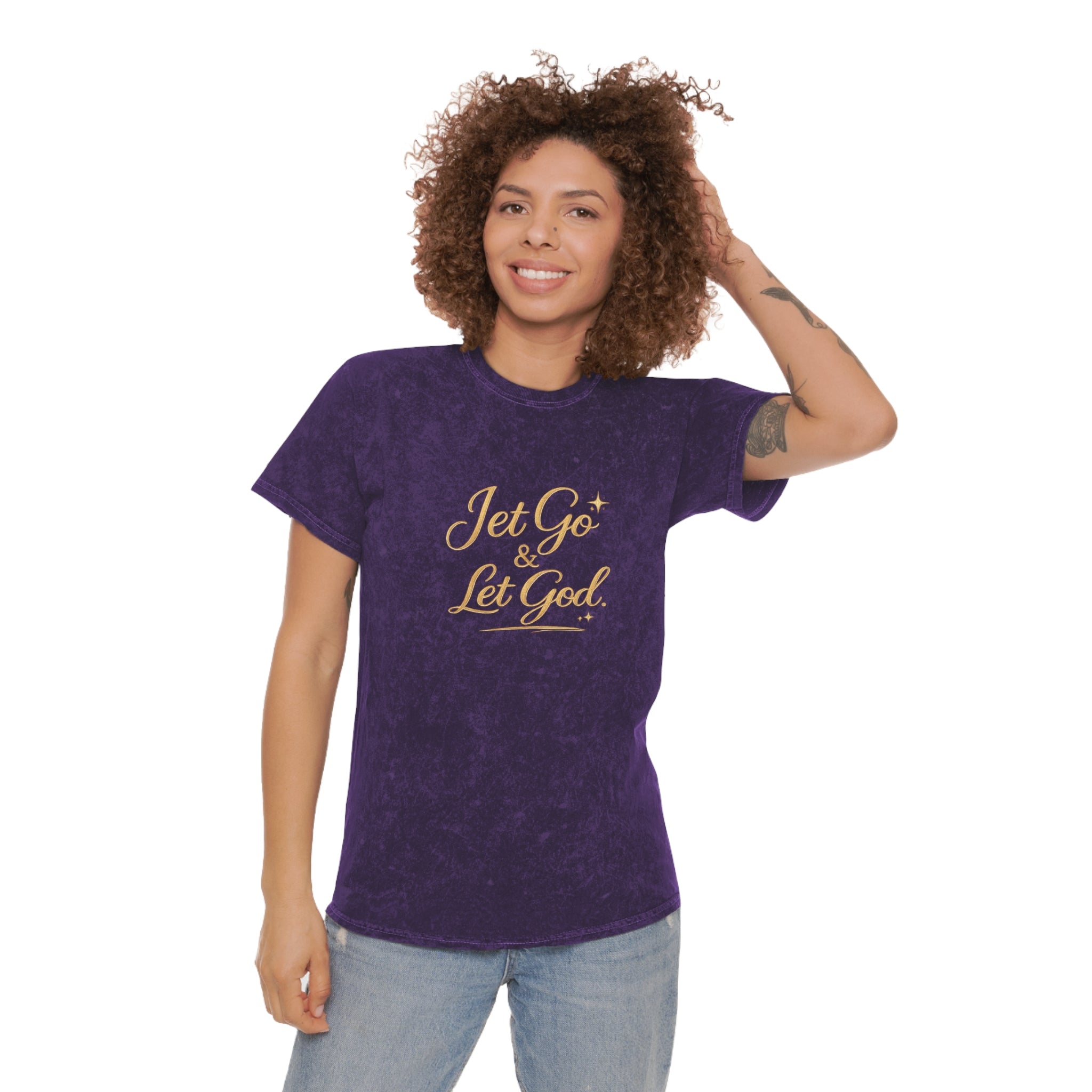 Unisex Let Go Let God Mineral Wash T-Shirt — Inspirational Faith Graphic Tee