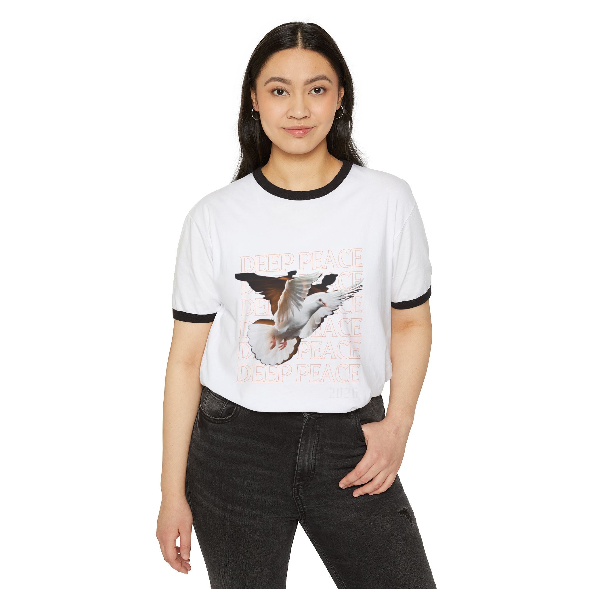 Unisex Dove Flight Ringer T-Shirt — Vintage Bird Graphic Tee