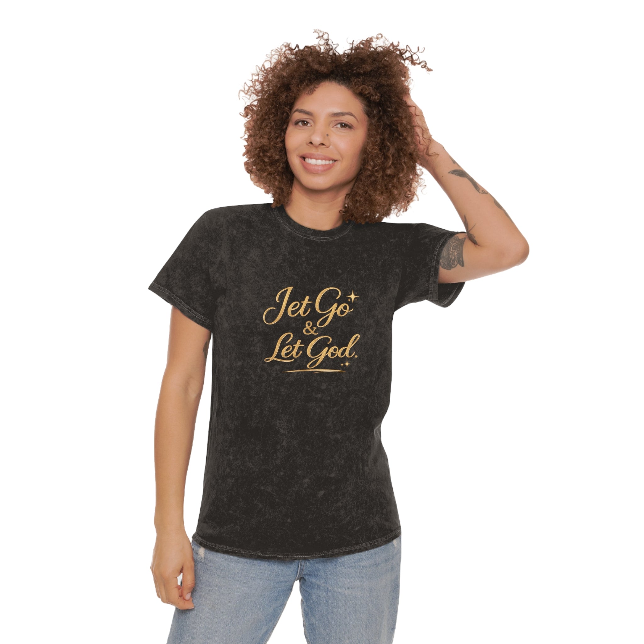 Unisex Let Go Let God Mineral Wash T-Shirt — Inspirational Faith Graphic Tee